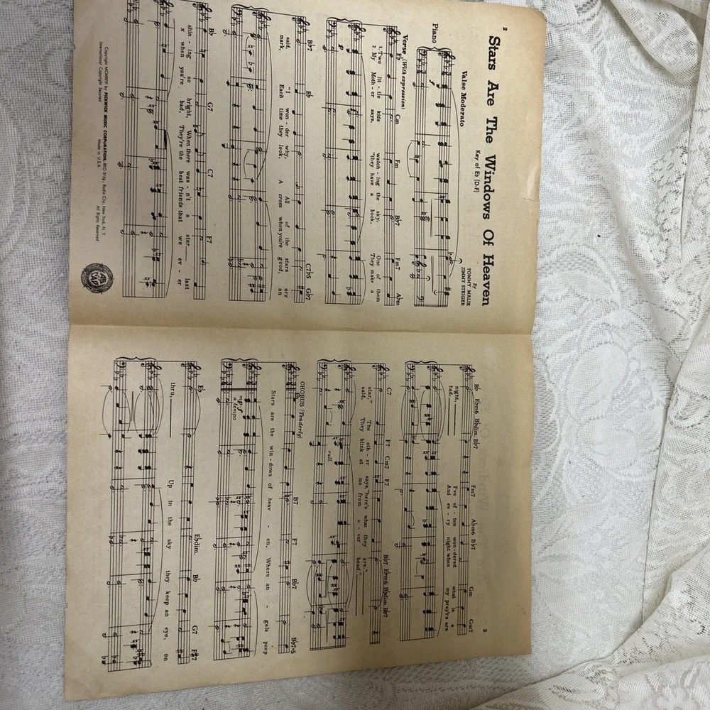 ANDREWS SISTERS SHEET MUSIC Stars are‎ the Windows of Heaven